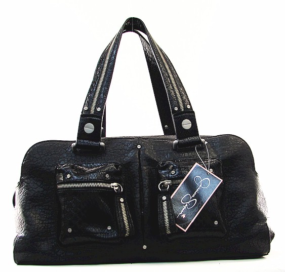 ...  Jessica Simpson Black Superfine Large Satchel Handbag 531223443