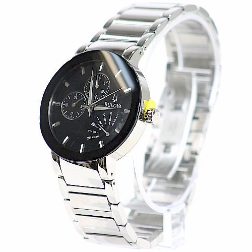 bulova watch 96c105 men s black dial stainless seel bracelet write a ...