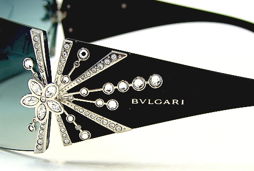 BVLGARI 8032-B 8032B Black 901/8G Swarovski Limited Edition Sunglasses