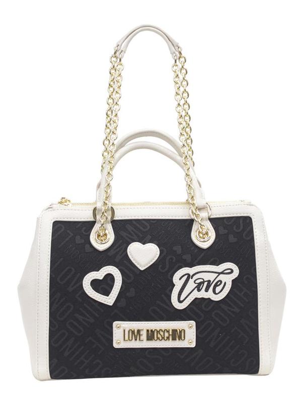  Love Moschino Women's Heart Patch Satchel Handbag 
