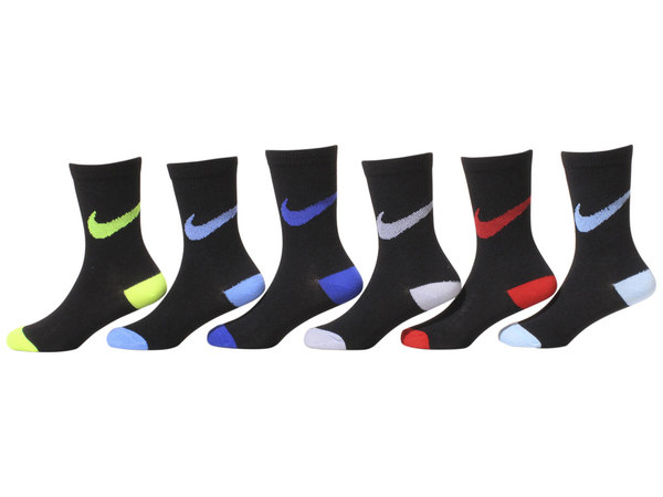  Nike Toddler/Little Boy's Athletic Crew Socks Pop Color 6-Pairs 