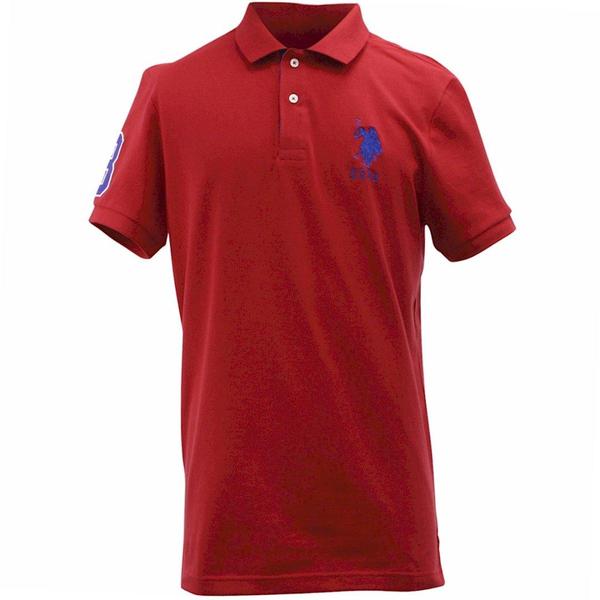  U.S. Polo Association Striped Collar Polo Shirt Men's Slim Fit Short Sleeve 