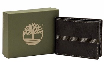 Timberland Men's Textured Genuine Leather Bifold Wallet