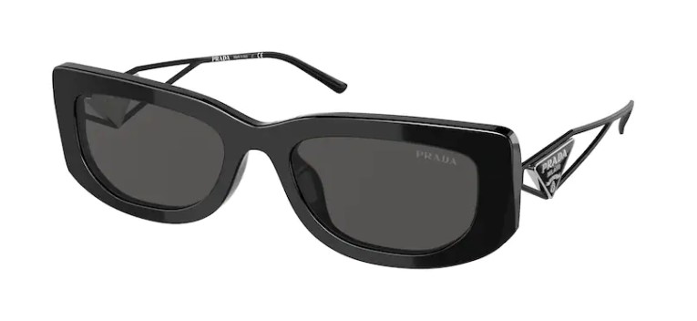 Prada Pr Ys Ab S Sunglasses Women S Black Dark Grey Rectangle Shape