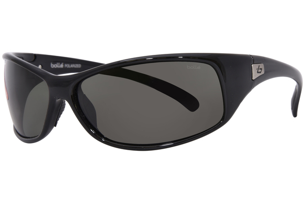  Bolle Men's Recoil 10405 Shiny Black Polarized Sport Wrap Sunglasses 