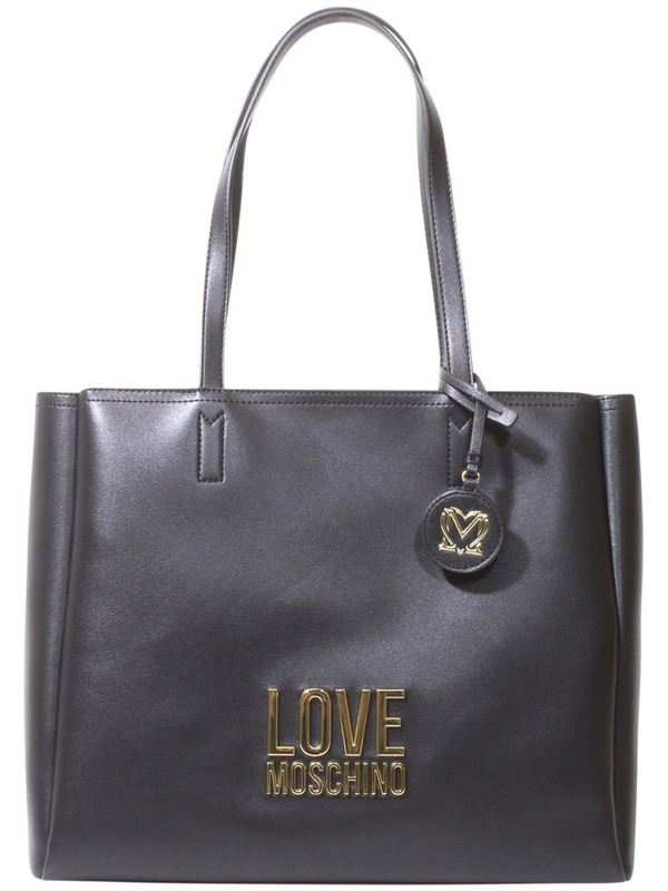 Love Moschino Women's Tote Handbag Gold Metal Logo Black JC4100PP1CLJ000A 
