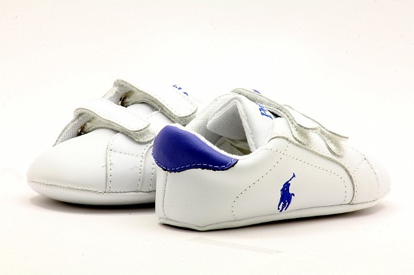  Polo Ralph Lauren Court Stripe EZ Infant Boy's White Shoes 