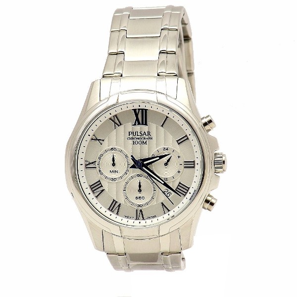  Pulsar Mens Business Collection PT3399 Silver Analog Chronograph Watch 