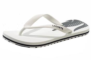 lacoste flip flops white