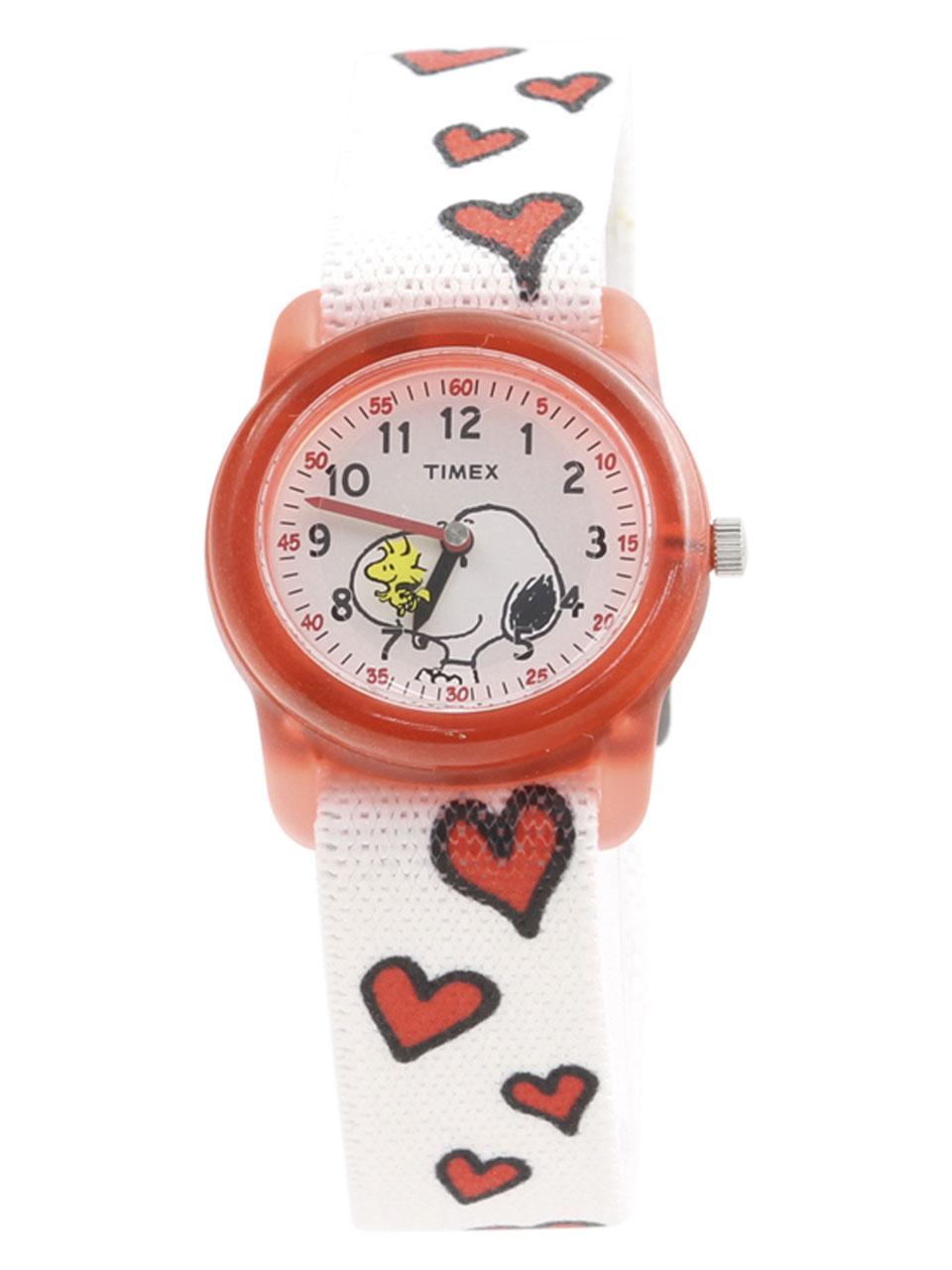 Timex Tw2r41600 Time Machines Peanuts Collection Snoopy Red Hearts Analog Watch