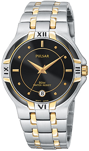 Pulsar Pxh528 Black Dial Two Tone Sport Men S Watch Pxh528