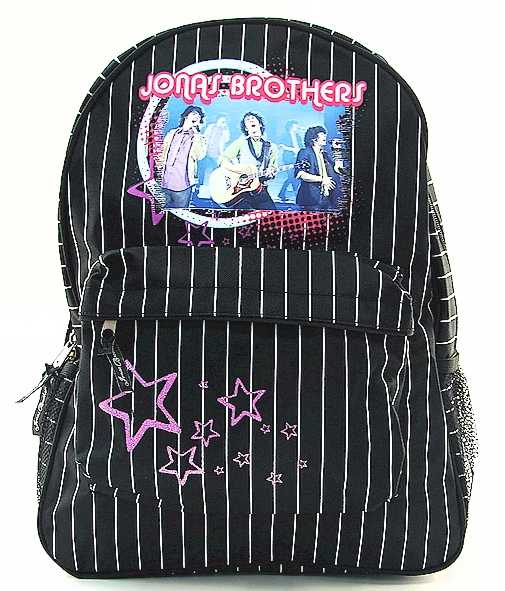 Jonas Brothers Black White Striped Backpack School Bag
