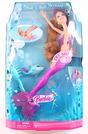 BARBIE Purple Splash & Style Mermaid Doll with Angel Fish M9313