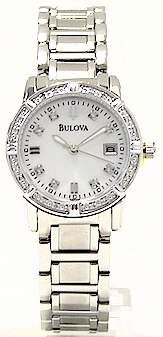 Bulova 96r105 Watch Ladies Marine Star Diiamond Mother Of Pearl Dial