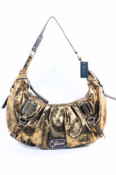 Guess Eye Catching Bronze Handbag Hobo Ladies Polyester Purse