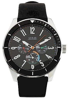 Guess U95138g1 Watch Men S Black Dial Rally Silicone Multifunction
