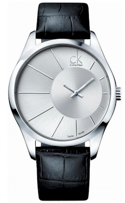 Calvin Klein K0s21120 Ck Watch Men S Deluxe Silver Dial Black Leather