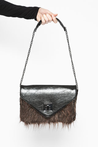 Bcbgeneration Faux Fur Black Multi Demi Bag