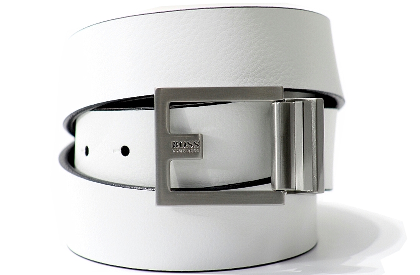 hugo boss white leather belt