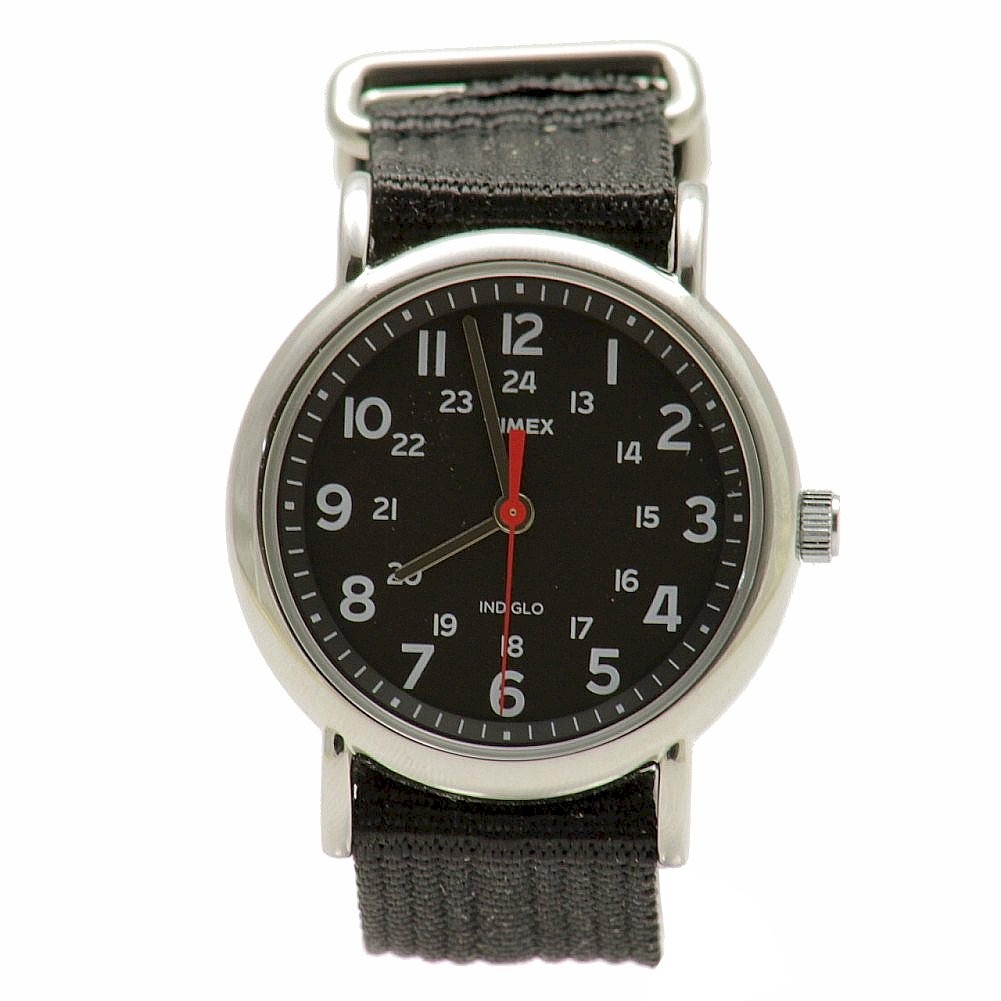 Timex Weekender Slip Thru T2n647kw Black Analog Nylon Watch