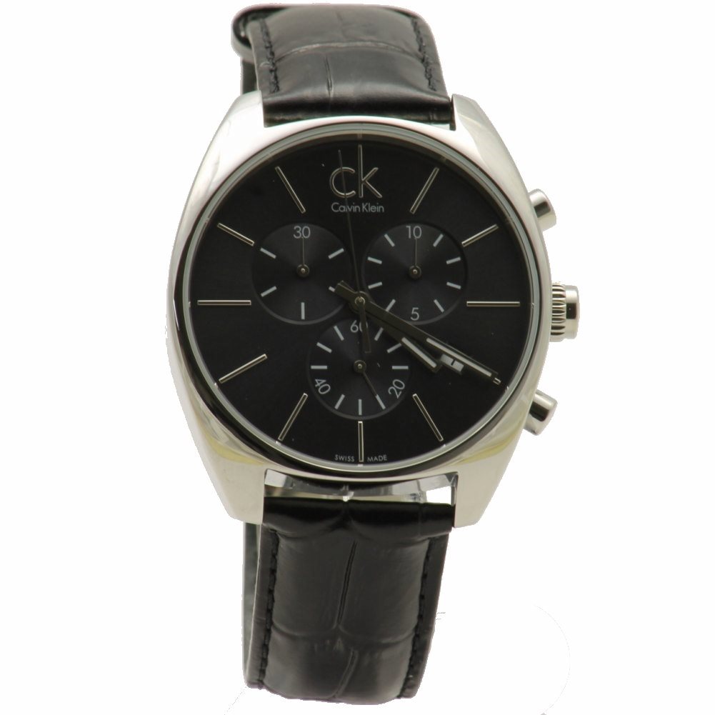 Calvin Klein Men S K2f27107 Black Leather Chronograph Watch