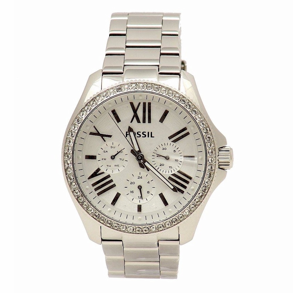 Fossil Women S Cecile Am4481 Silver Stainless Steel Chronograph Analog Watch