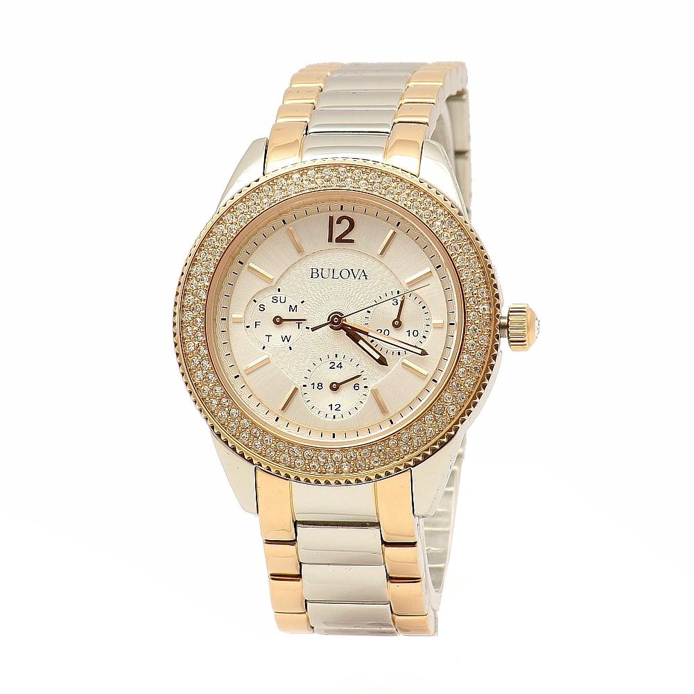 Bulova Women S Swarovski Crystal Collection 98n100 Two Tone Watch