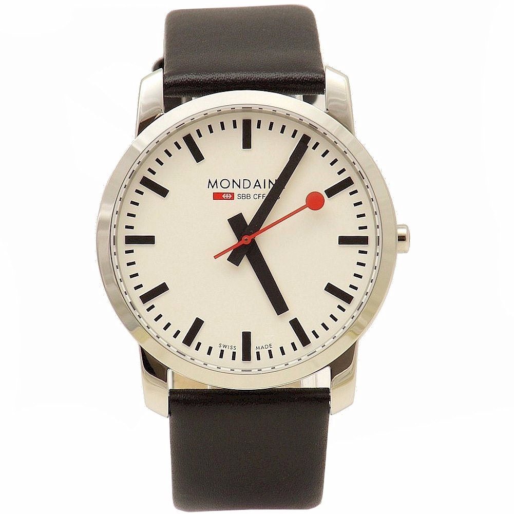 Mondaine Men S Simply Elegant Gent Black Leather Analog Watch