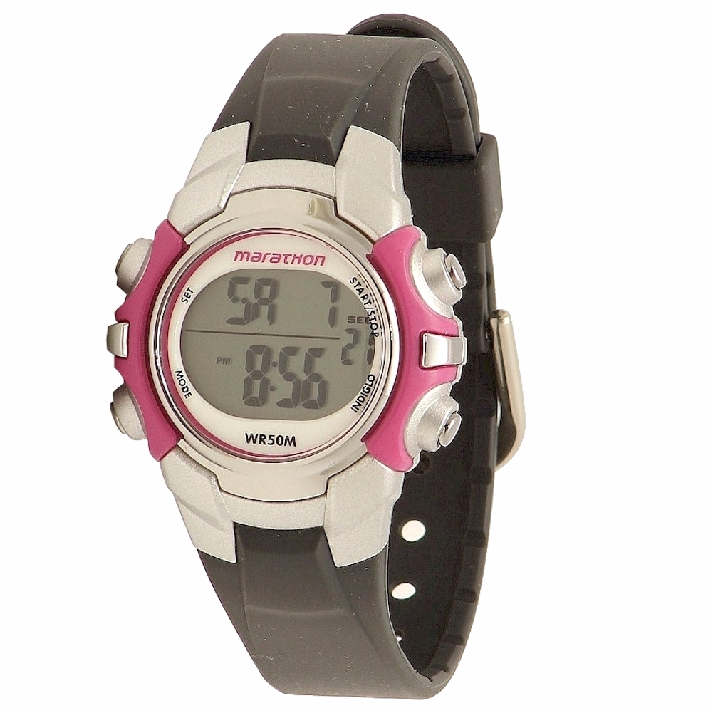 Timex Women S Marathon T5k6469j Indiglo Pink Silver Grey Digital Sport Watch