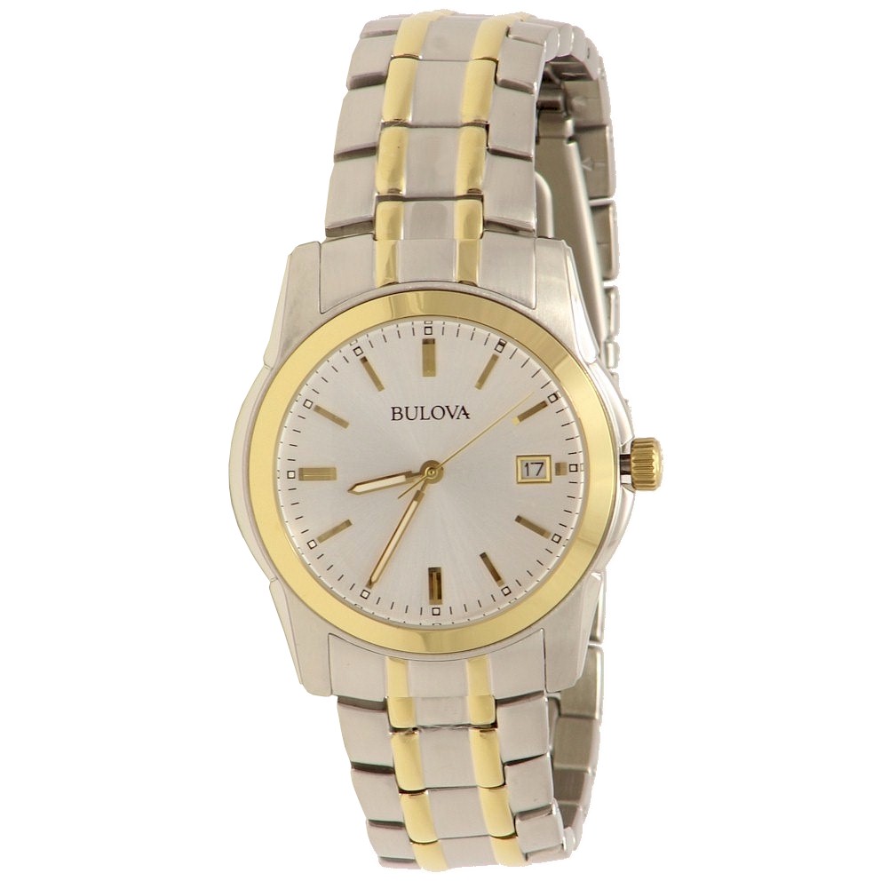 Bulova Watch 98H18 Men s Silver Dial Two Tone Bracelet Date Display -  119478