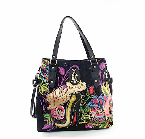 Christian Audigier Hollywood Handbag Black Tote MRS7001