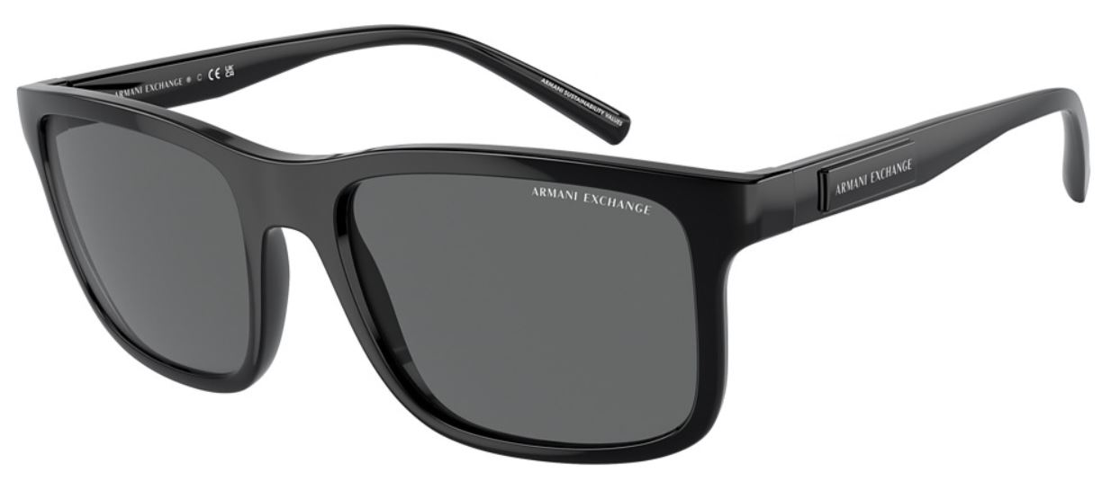 EAN 7895653287235 product image for Armani Exchange AX4145S 815887 Sunglasses Men's Shiny Black/Dark Grey 57 19 145  | upcitemdb.com