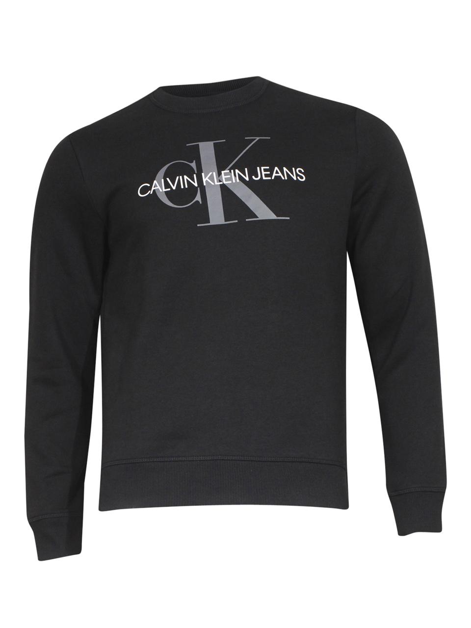 Calvin Klein Monogram Logo Mock Neck Sweatshirt in White