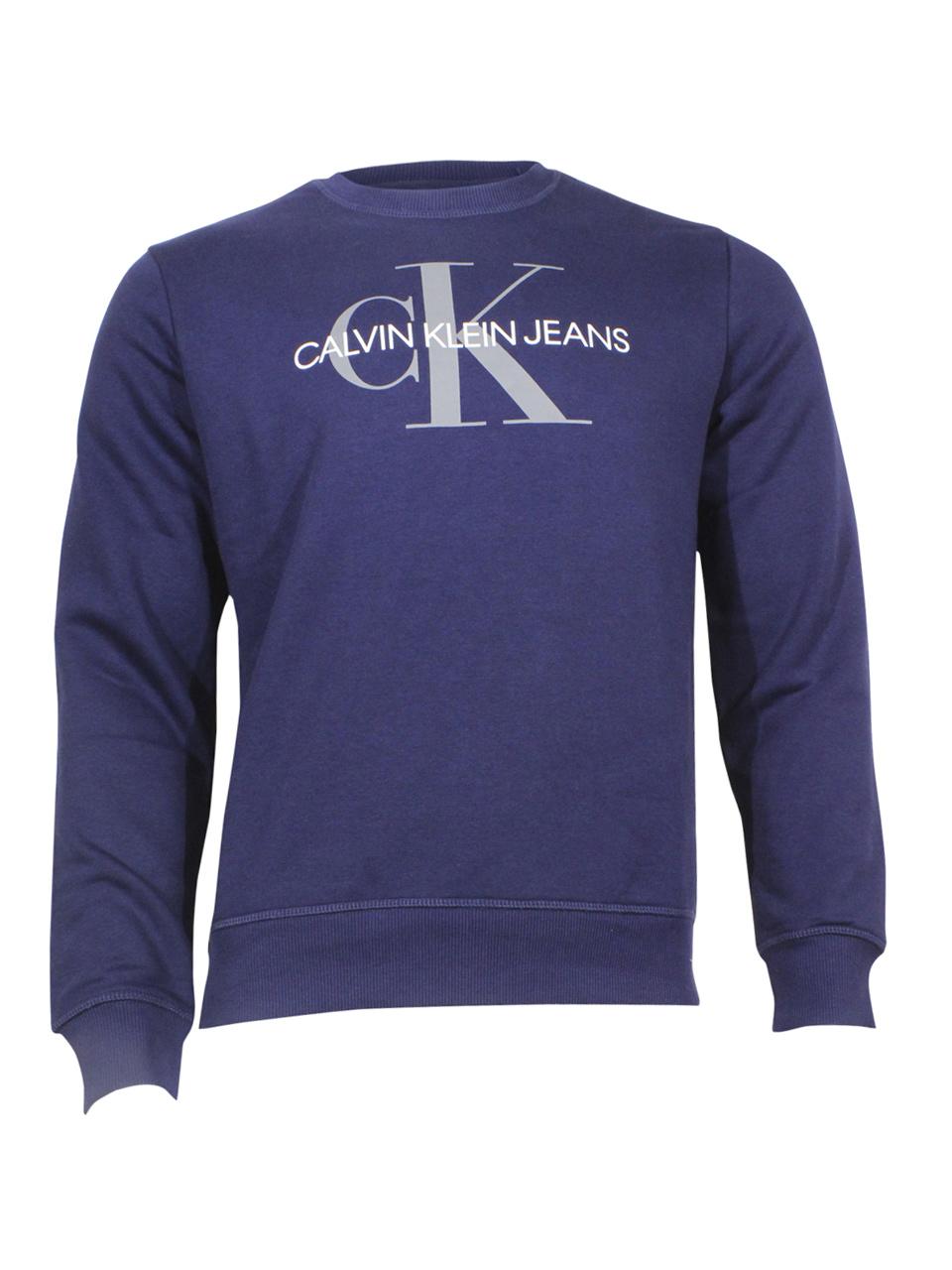 Calvin Klein Monogram Logo Mock Neck Sweatshirt in White