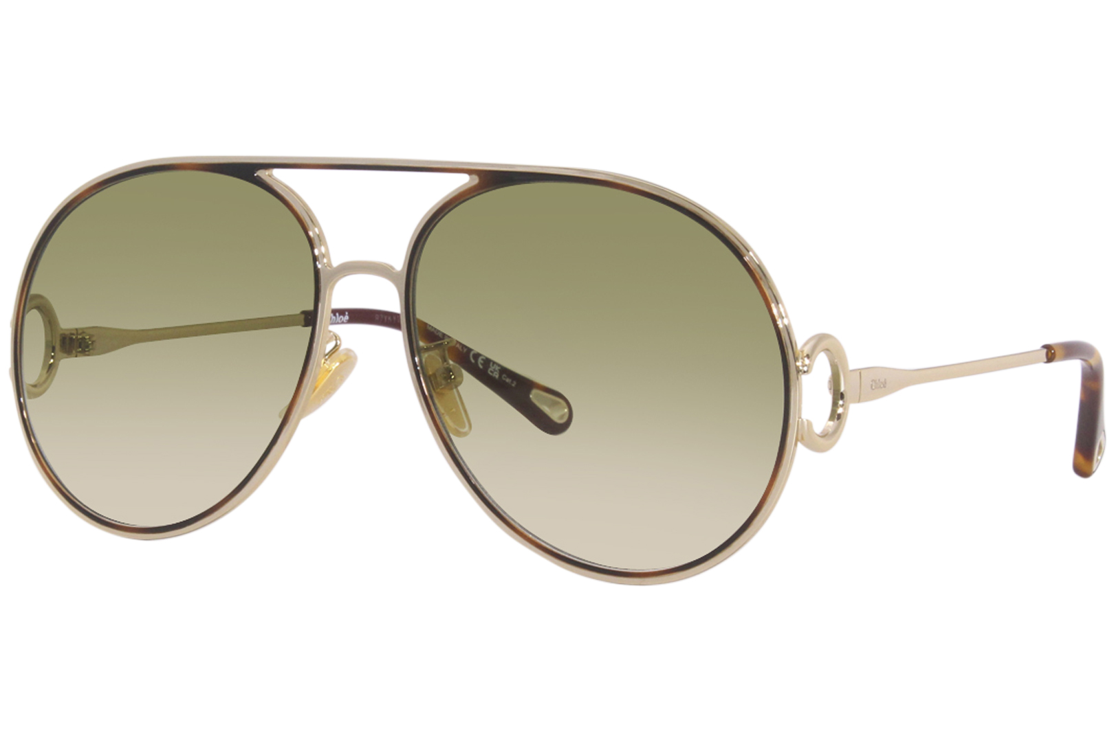 UPC 889652402000 product image for Chloe CH0145S 002 Sunglasses Women's Gold/Green Gradient Pilot 61 16 135 - Lens- | upcitemdb.com