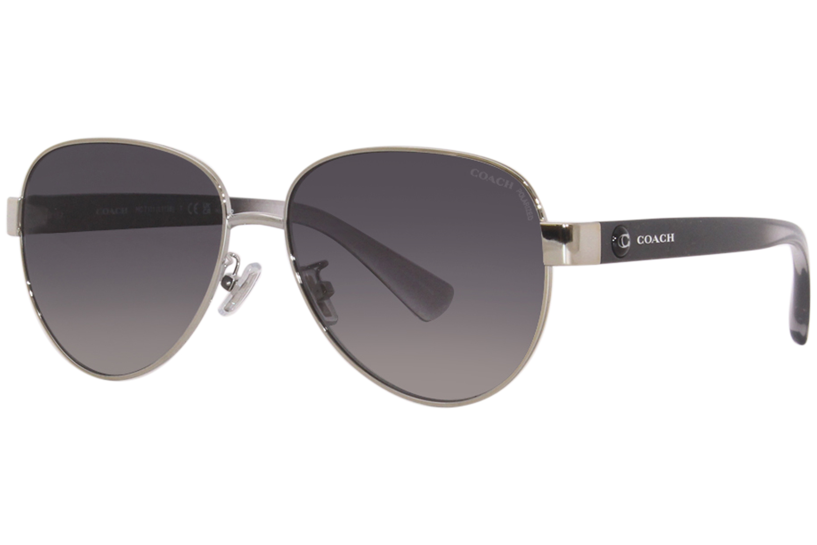 UPC 725125125482 product image for Coach Sunglasses Women's HC7111 9001T3 Silver/Dark Grey Polarized Gradient 57mm  | upcitemdb.com