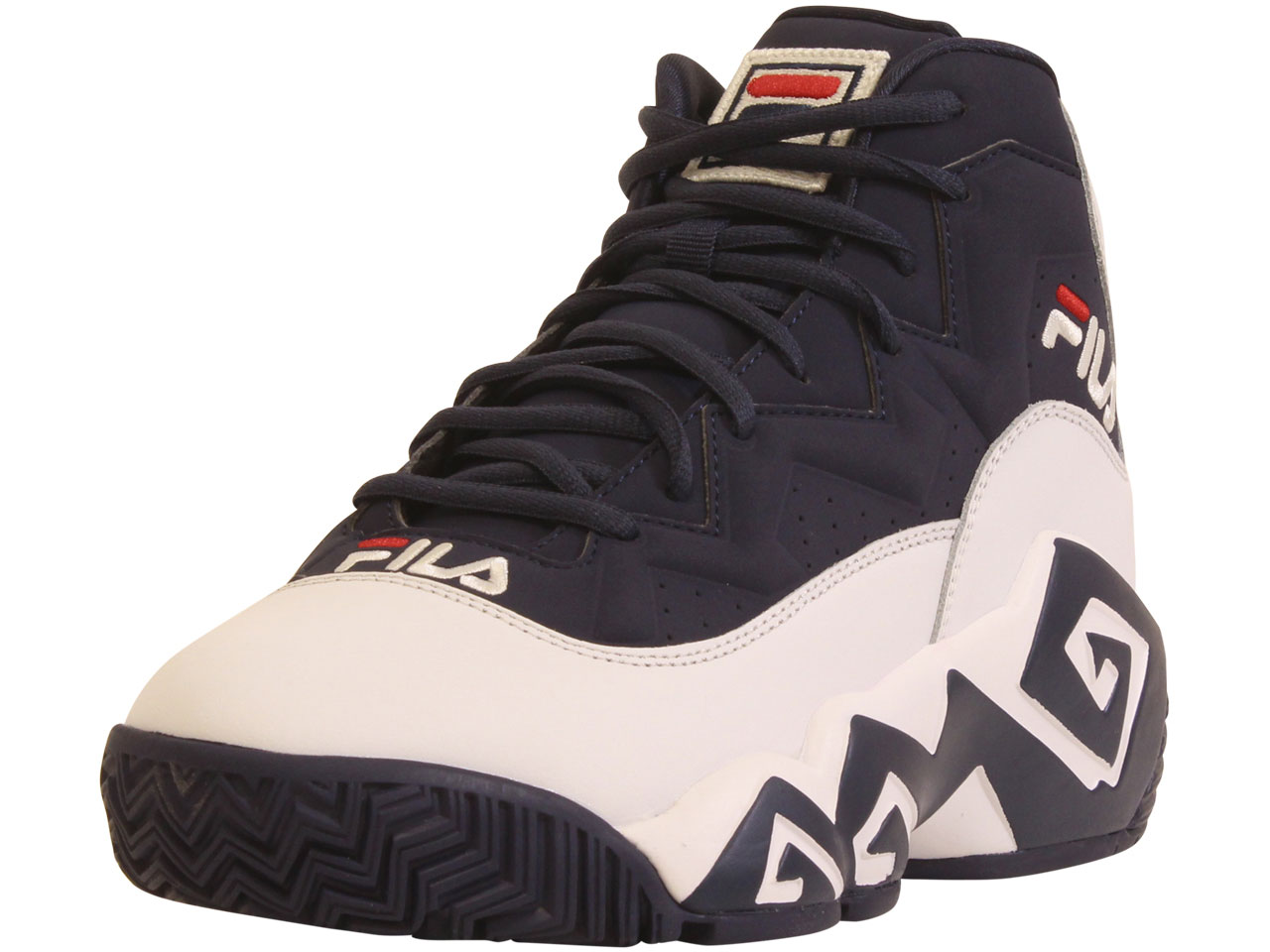 Fila Men's MB Sneakers High Top White/Navy/Red Sz: 10 1BM00511 | JoyLot.com