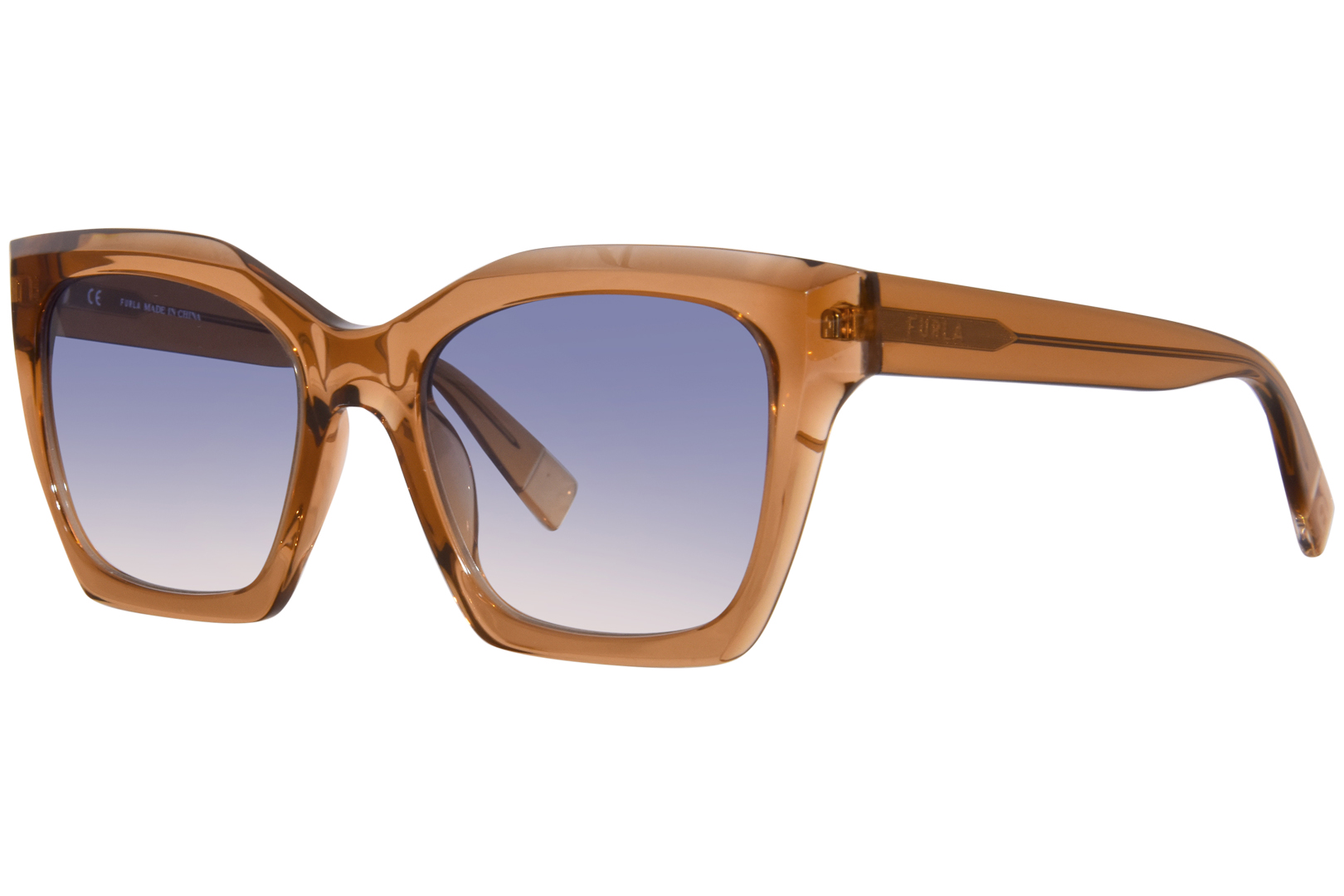 UPC 190605396117 product image for Furla SFU621 0D67 Sunglasses Women's Transparent Cognac/Blue Gradient 53 19 140  | upcitemdb.com