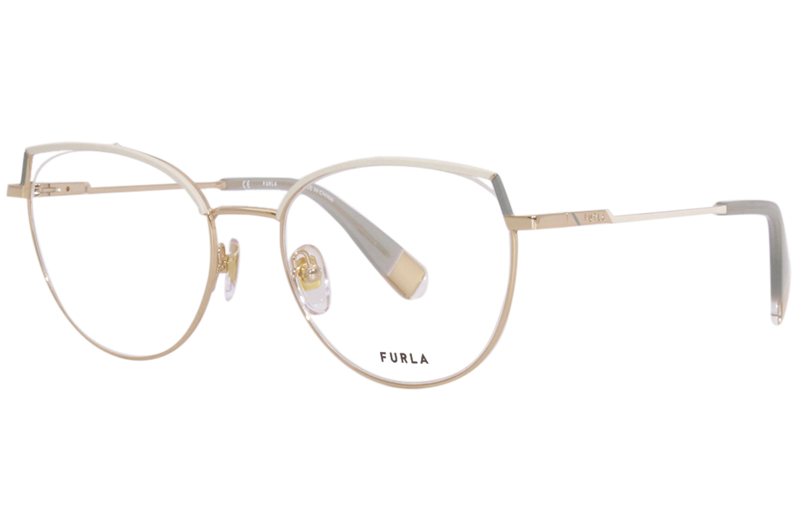 UPC 190605368701 product image for Furla VFU585 033M Eyeglasses Women's White Semi Rim Cat Eye 51 19 135 - Lens-51  | upcitemdb.com