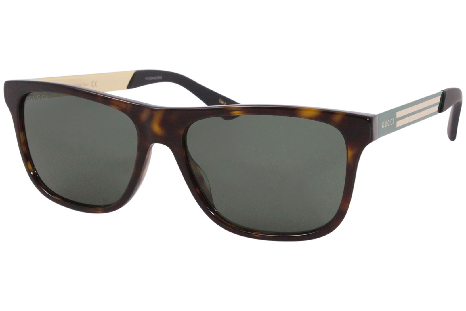 Gucci Gucci-Logo Men's GG0687S 003 Havana-Green-Gold/Green Lenses ...