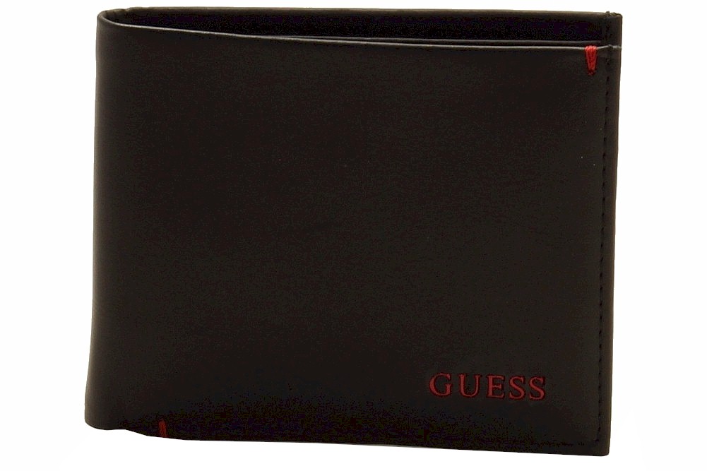 Men's Bifold Black Red Leather Guess Wallet