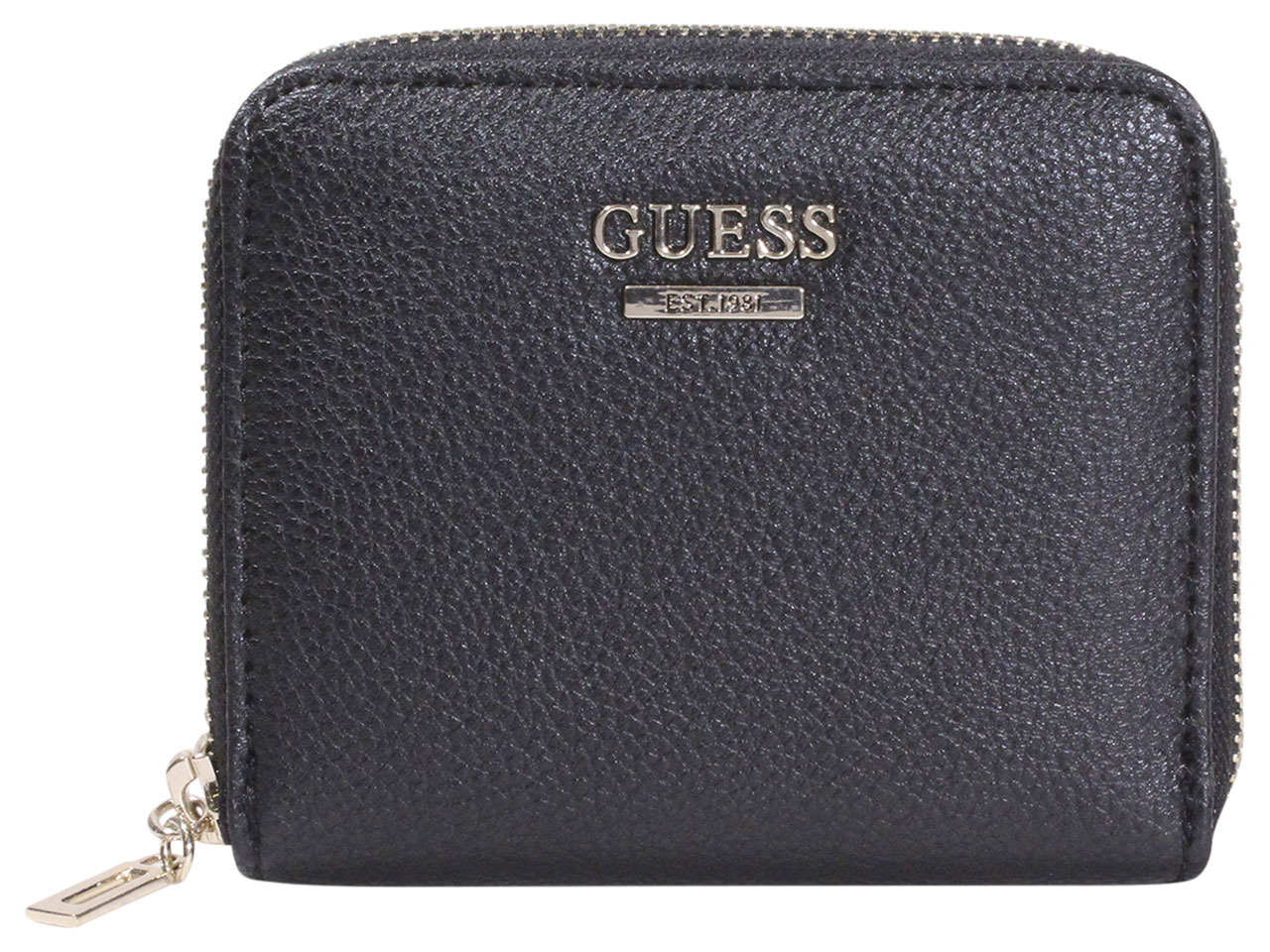 Guess Women s Naya Small Zip Around Coin Purse Wallet Black VG788137