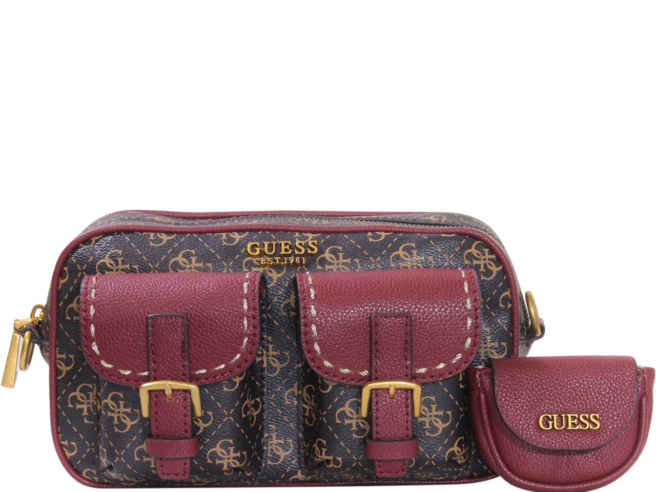 Buy GUESS Pink Logo Briana Convertible Flap Cross Body Bag for