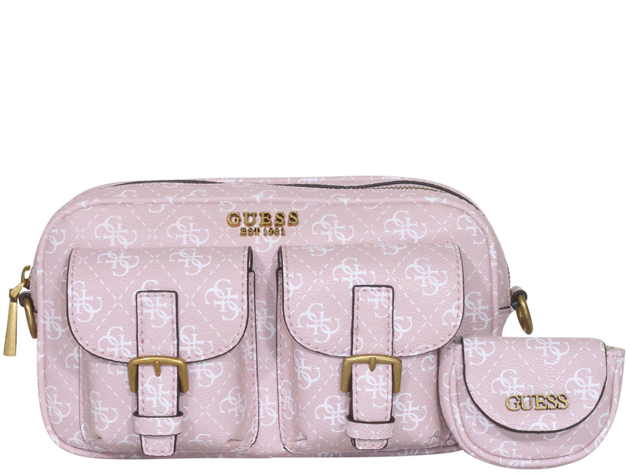 Guess Handbags : Buy Guess KHATIA TOP ZIP SHOULDER BAG Pink Handbags Online