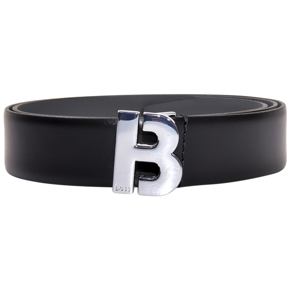 BOSS - Suede belt with squared buckle and engraved logo