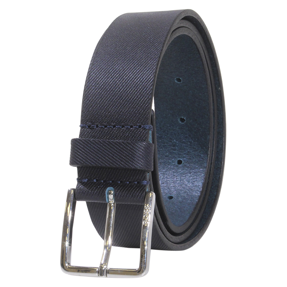 Navy blue leather belt Ugo