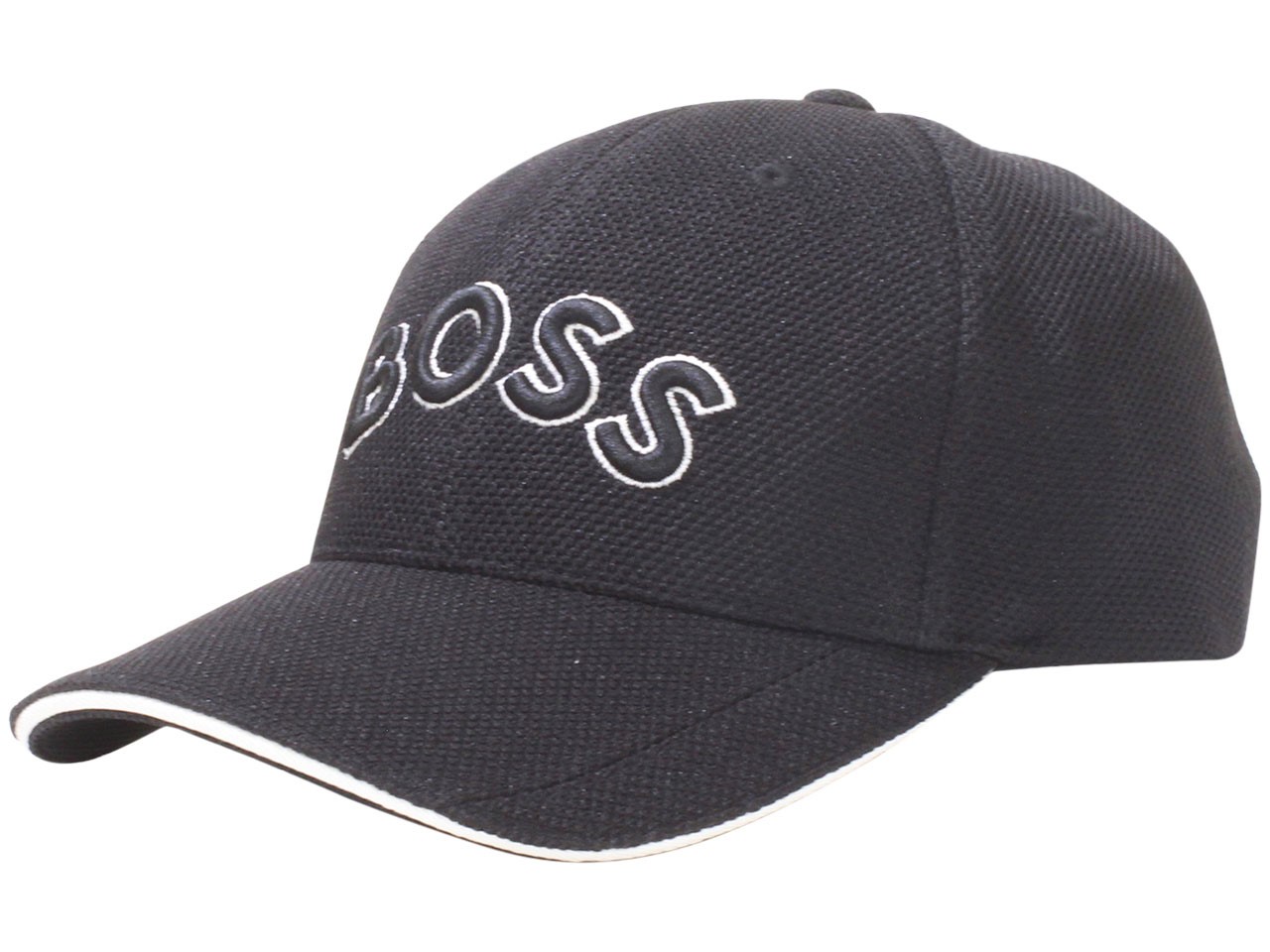 Hugo Boss Men\'s Size Stretch-Pique Cap Hat Black One Baseball Cap-US Strapback