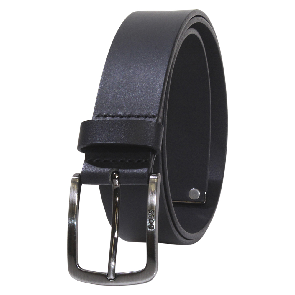 The Wayne: Men's Black Stitched Basket Weave Western Leather Belt 1.50–