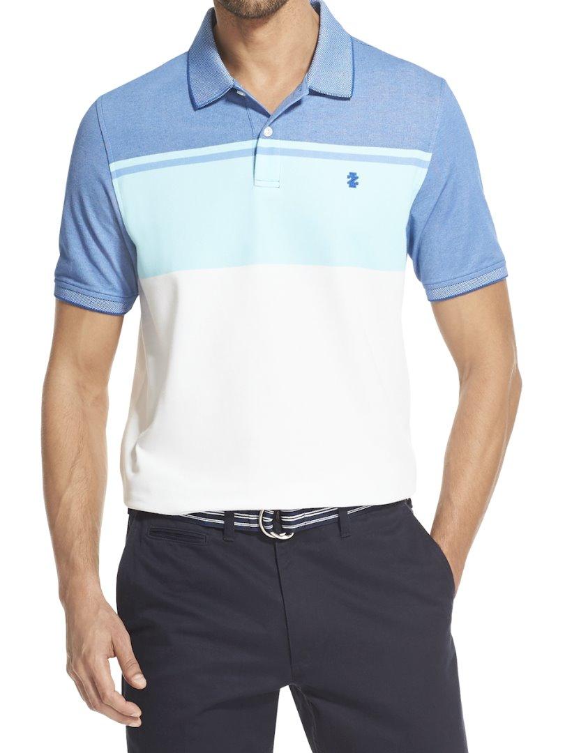 UPC 821126000084 product image for Izod Men's Advantage Performance Colorblock UV Protection Polo Shirt - Blue - La | upcitemdb.com