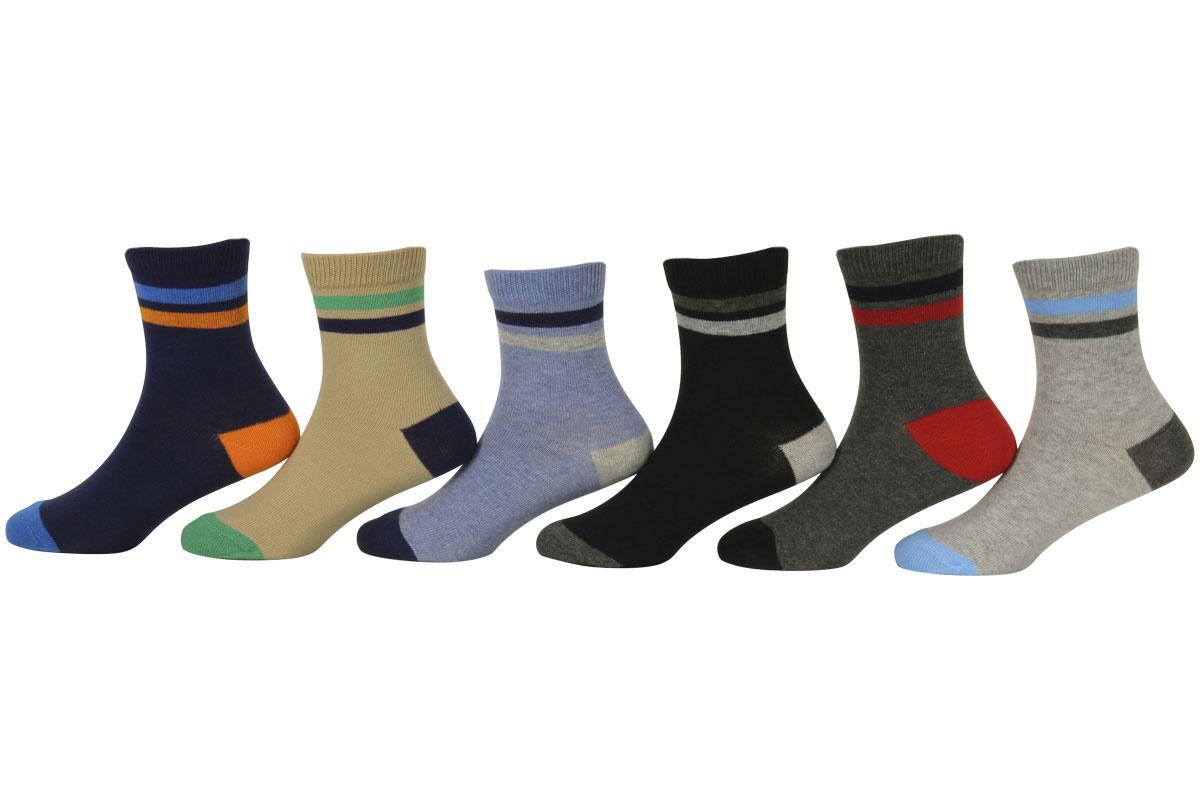 Jefferies Socks Boys Stripe Pattern Crew Socks 6 Pair Pack